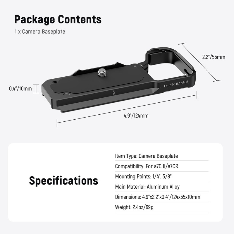 NEEWER Base Plate for A7C II/a7CR, Form-Locking Camera Mounting Plate