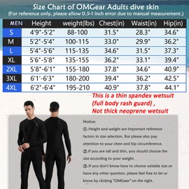OMGear Diving Skin for Male Spandex Full Body Rash Guard One Piece Swimwear for Swimming Kayaking Surfing Snorkeling Diving Rafting(MenBlack03,2XL)