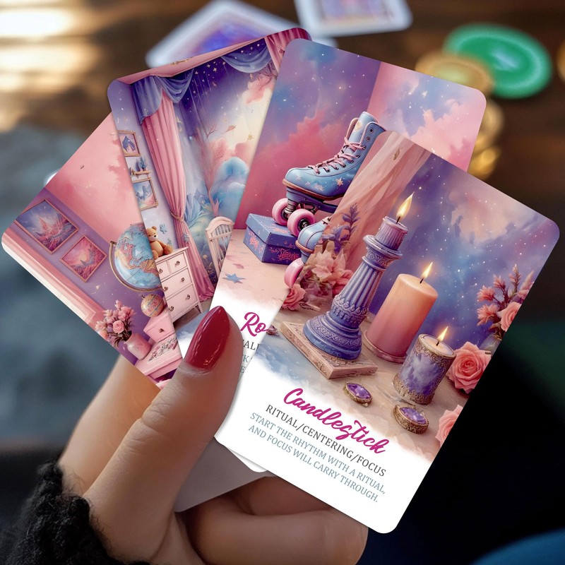 PERBDEAL Dreamy Home Fortune Reading Oracle Card, Premium Pink Foil