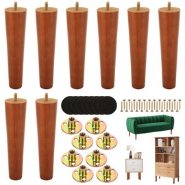 MIVIDE 8 Pack Furniture Legs 8 Inches, Wood Sofa Legs Couch Legs Wooden Furniture Feet Replacement Feet for for Cabinet, Chair, Dresser or Home DIY Projects, Brown