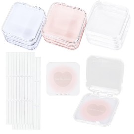 SOFPLATE 9Pcs 7.75 x 7.5cm Press on Nail Storage Box Clear Pink White Nail Packaging Boxes with 30Pcs Double Sided Stickers 9Pcs Display Cards for Press ons Artificial False Tips Beauty Charms Women
