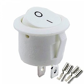 Rocker Switch Rocker Switch 2-Pin Round Red Black White On/Off 6A/250V Plastic Push Button Switch Car White