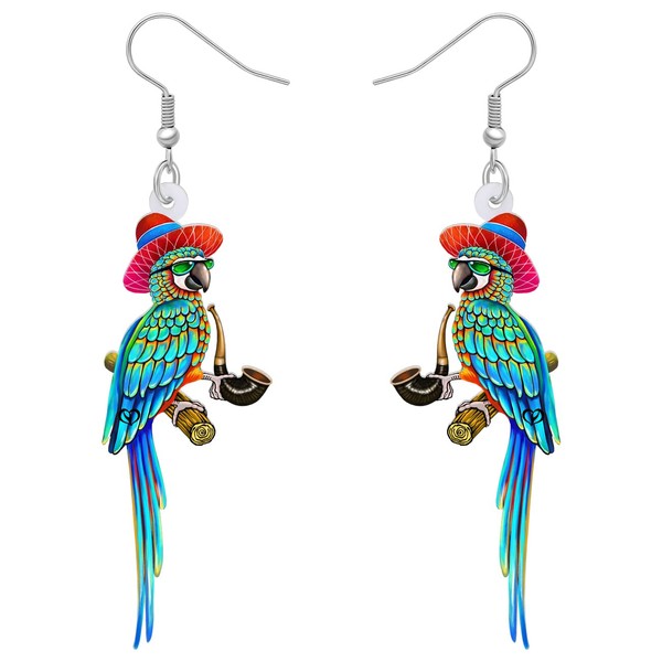 YAYAKO Acrílico Scarlet Macaw Loro Aretes Cuelgan Anime Pájaro Joyería