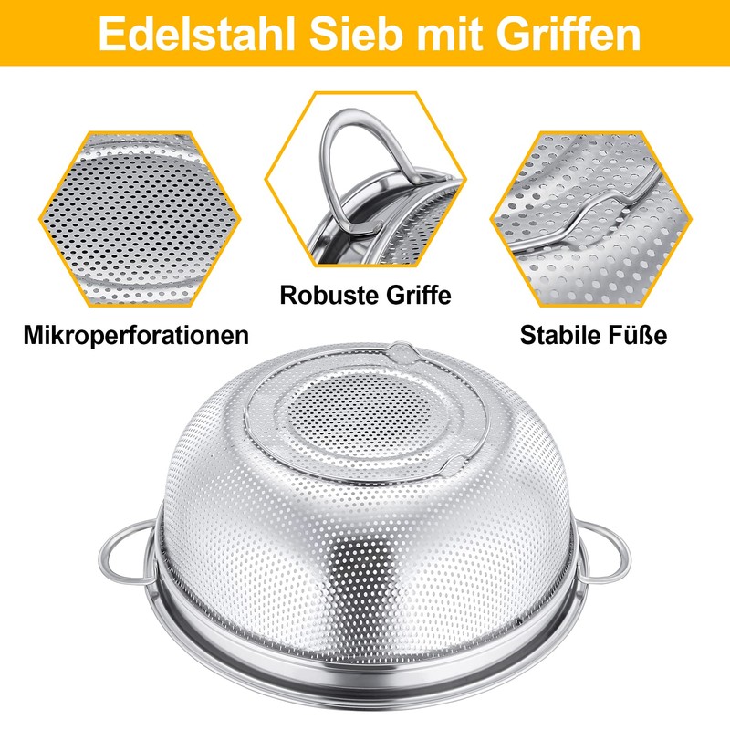 Onader Stainless Steel Pasta Strainer Kitchen Strainer with Handles, Metal