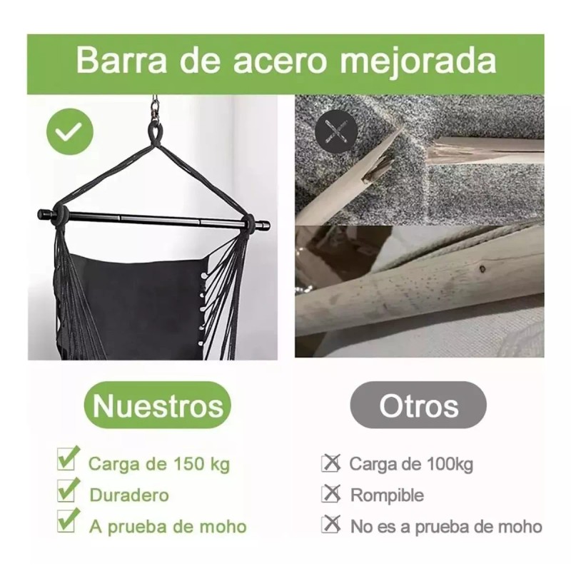 Eco R Silla Columpio Colgante Hamaca Cojines Descanso Jardin