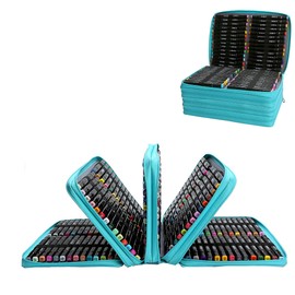 Aoartix Blue Marker Case, 224 Slots Alcohol Marker Case Markers Carrying Bag Holder for Art Sketch Marker, Permanent Paint Marker, Dry Erase Marker, Repair Marker Pen, Color Highlighte Art Supplies