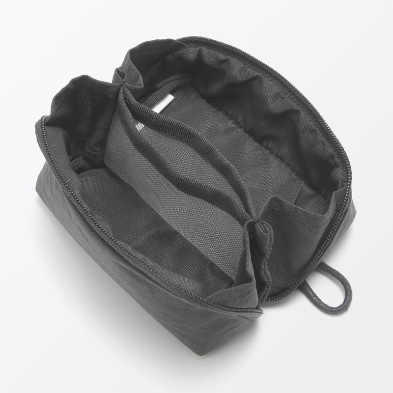 MUJI 84473913 Wrinkle Nylon Large Opening Pouch, Dark Gray, S,