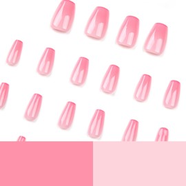 Pikabows Press On Nails Long Coffin Rhinestone Butterfly Flower French Tip Fake Nails Acrylic False Nail Tips Kit Glue on Nails for Women