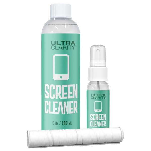 ULTRA CLARITY Powered by Nano Magic | Screen Cleaner 7oz Value Pack | 1oz Spray, 6oz Refill, Microfiber Cloth | Ideal for TV Laptop Phone Touchscreen Glasses Glass Streak-Free