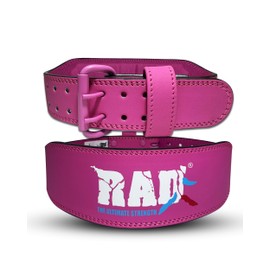 RAD Leather Belt 4" Gym Power Heavy Duty Weight Lifting Bodybuilding New (Pink, Small)