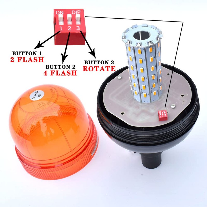 LED Beacon Warning Signal Light Amber Truck Rotating Flash Emergency