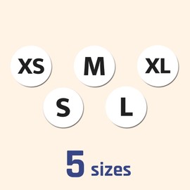 2cm Clothing Size Sticker Labels - 5 Sizes (XS, S, M, L, XL), Pack of 2000