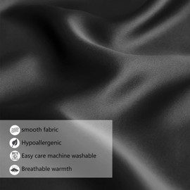 Brezoo Satin Pillowcase, Softer Than Silk Pillow Cases 2 Pack, Satin Pillowcases with Zipper, Cooling Pillow Cases Standard Size Set of 2, Gift for Women Men, Black