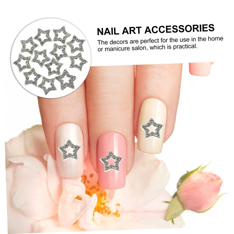CAXUSD 12pcs Star Shaped Nail Charms Decorative Rhinestone Nail Art