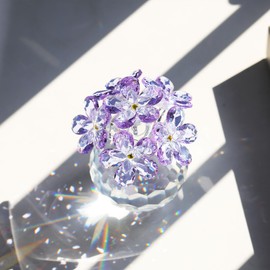 Crystal Forget-Me-Not Grass Figurine Purple Crystal Flower Home Ornament for Women Friend Birthday Gift Mother's Day Gift Valentine's Day Wedding