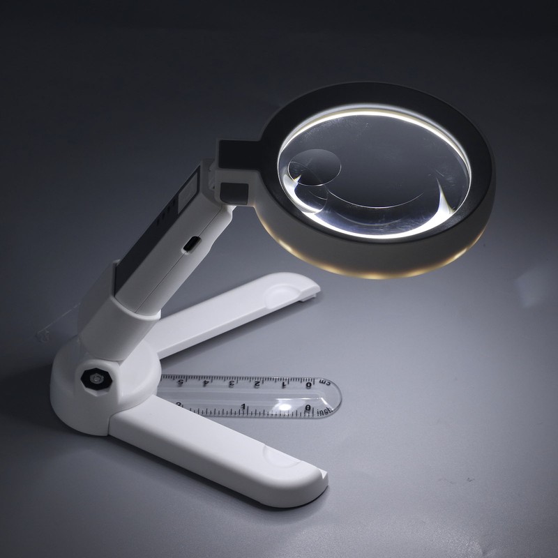 Magnifying Glass 5X 11X 18 LED Rechargeable 3 Brightness Levels