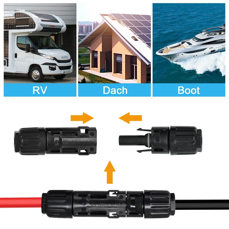 Slocable Solar Plug 6 mm2, IP68 Solar Panel Plug, 1500