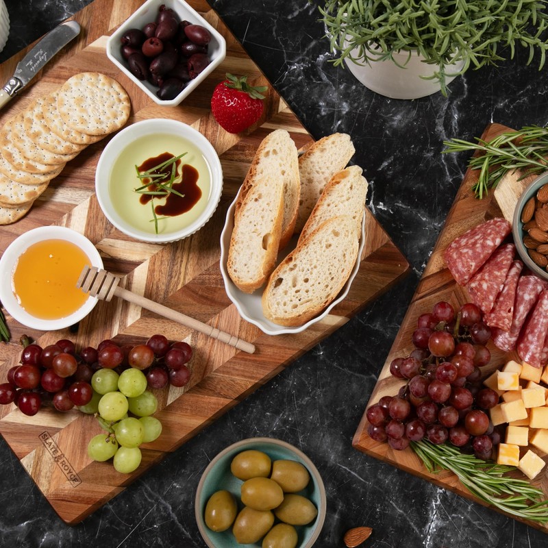 SLATE & ROYCE Acacia Wood Cutting Board Set of 2