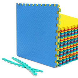 Tangkula 36 Tiles Exercise Flooring Mats with Border, Non-Slip EVA Foam Protective Mats, Elastic Puzzle Play Mats, 1/2" Interlocking Floor Mats for Home Gym, Fitness Room, Workshop Equipment