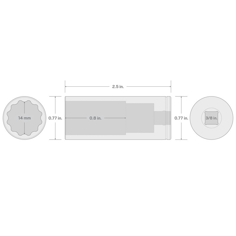 TEKTON 3/8 Inch Drive x 14 mm Deep 12-Point Socket