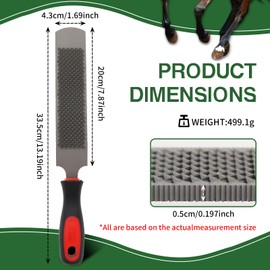 USUNFARM 12 Inches Hoof Rasp for Horses,Carbon Steel Hoof Picks for Horses with Rubber Handle,Double-Sided Hoof Farrier Rasp,Suitable for Horse/Goat/Cow/Donkey/Animal Hooves Farrier Tools
