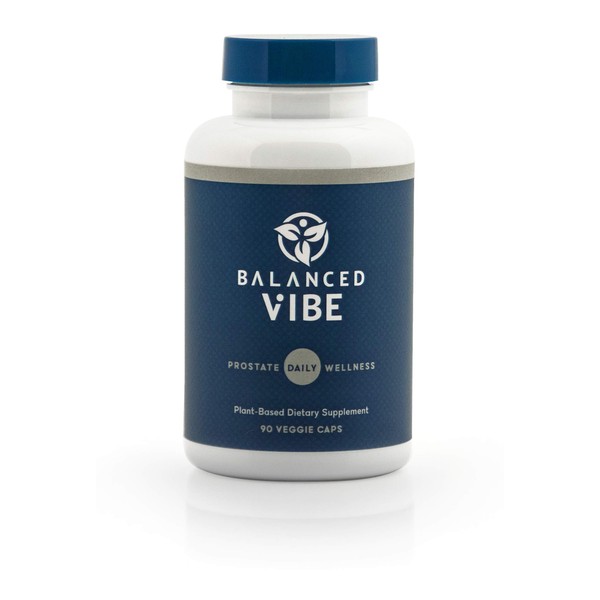 Balanced Vibe Prostate for Less Day & Night “Gotta go” interruptions; Organic Master Blend of 11 Herbs & Minerals w/Saw Palmetto, Pumpkin Seed, Beta-Sitosterol, Zinc; 90 Smoothie-Friendly caps