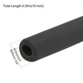 sourcing map Pipe Insulation Tube Foam Grip Tubing 19mm(3/4") ID 45mm(1 3/4") OD 10" Black for Pipe Lagging, Utensils, Fitness, Tools Handle Support
