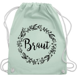 Shirtracer - Gym Bag Backpack - Hen Party Women - Bride Flower Wreath Black, 02 Pastel Green, Unit size