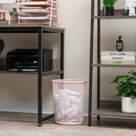 Mind Reader Mesh Trash Can, 16.65L (4.4 gal), Waste Paper Basket, Round, Office, Metal Mesh, 11.5" L x 11.5" W x 13.75" H, Pink