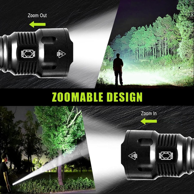 REHKITTZ Torch LED Torches Super Bright,3300 Lumens Adjustable Focus Flashlight