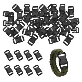 Buckle, 100 Pack 3/8 Inch Paracord Bracelet Clips, Buckles, Plastic Buckle Clips, Dual Adjustable No Sewing Clips Snaps for Straps Masks Backpack Repairing, Luggage Fastening Strap Pet Collar
