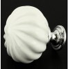 White (5 Pack) 1-3/4 inch Swirl Ceramic Knob White with Chrome Base