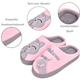 JACKSHIBO Slippers Women's Winter Plush Slippers Men's Warm Felt Slippers Women Comfortable Slippers Unisex, pink