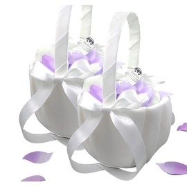 EinsSein Julia Flower Baskets Wedding White Flower Children Wedding Flower Baskets Flower Girl Flower Decoration Basket Girl Flower Set of 2