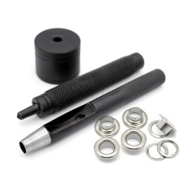 CRAFTMEMORE 1/4" Grommet Tool Kit Eyelet Setting Tool Grommet Setter Hole Punch Cutter & Pack of 100 Grommets