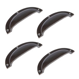 Hammer & Tongs Curved Cabinet Drawer Pull - W130mm x H50mm - Raw - Pack of 4 - Home Cupboard Door Knob Handles Screws Included