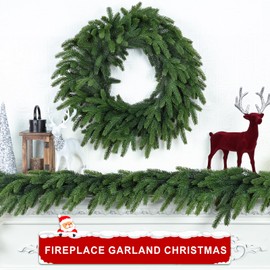 6Ft Christmas Garland Realistic Fuller,Natural Droopy,Lifelike Xmas Green Pine Cedar Mantle Garland for Table Mantle Wall Yard Fireplace Staircase, Garlands for Decoration Christmas Indoor Outdoor