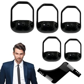 ZYHSLZ 6 Piezas Perfiladora de Barba, Delineador de Barba para Hombre, 6 Tamaños Plantillas para Barba Ajustables, Estilos de Barba Perfectos, Herramienta para Barba (Negro)