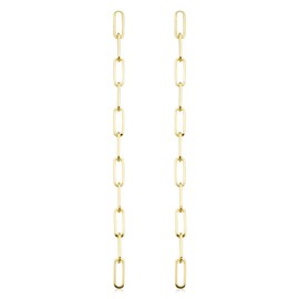 14k Yellow Gold Paper Clip Link Chain Dangle Earrings (2.25 inches long)