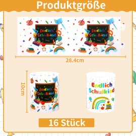 JULMELON 16 Stück Windlicht Tischdeko Einschulung Schulanfang Deko, Schulkind Tischdeko Mein Erster Schultag Deko Geeignet für Teelichter oder Kerzen