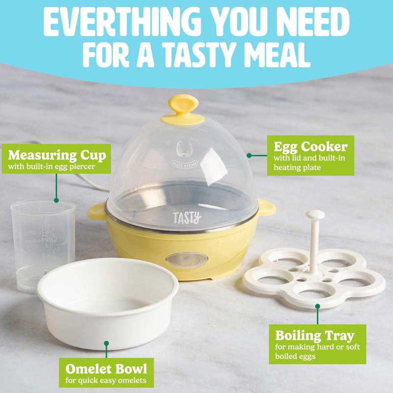 Tasty Mini Rapid Egg Cooker, 5-Egg Capacity for Perfect Hard