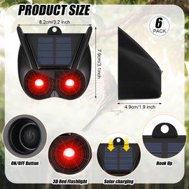 Qualirey 6 Pack Solar Animal Repellent Nocturnal Predator Control Light Animal Repellent for Coyote, Raccoon, Deer, Skunk Outdoor Animal Predator Deterrent Devices for Garden Yard Farm Chicken Coop