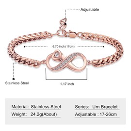 Imrsanl Cremation Jewelry Infinity Urn Bracelet for Ashes Stainless Steel Ashes Bracelet Bangles Keepsake Memorial Jewelry Ash Holder for Women Men - Adjustable, Adjustable, Stainless Steel, stainless