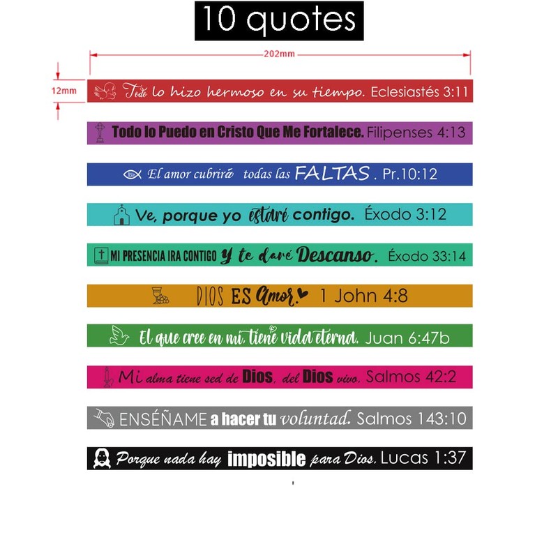 1step2dream 20pcs Spanish Bible Verse Rubber Wristbands | Silicone Bracelets