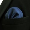 SHLAX & WING Men's Silk Pocket Square, Solid, Blue, Extra