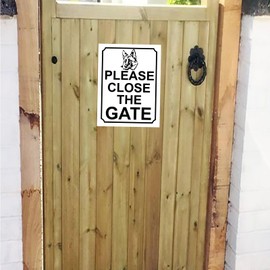 PLEASE CLOSE THE GATE GERMAN SHEPHERD DOG THEME METAL SIGN 200MM X 150MM (376H1)