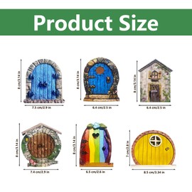 Viwuhent 6pcs Miniature Fairy Tree Door Wooden Fairy Garden Decoration, Elves Door Miniature Fairy Decorations Yard Art Sculpture Garden Ornaments