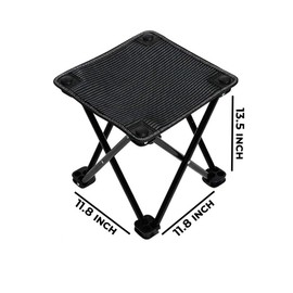 Portable Folding Camping Stool, 13.5 Inch Height, with Carry Bag, for Outdoor, Beach, Hiking, Fishing (Black)