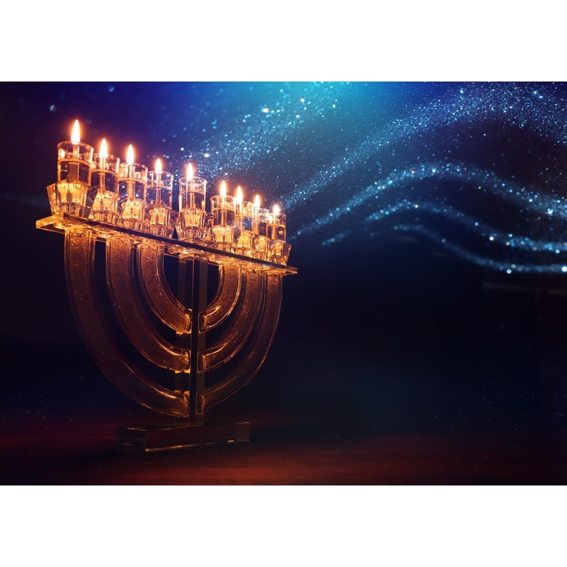 BELECO 7x5ft Fabric Hanukkah Backdrop Jewish Holiday Menorah Candles Background