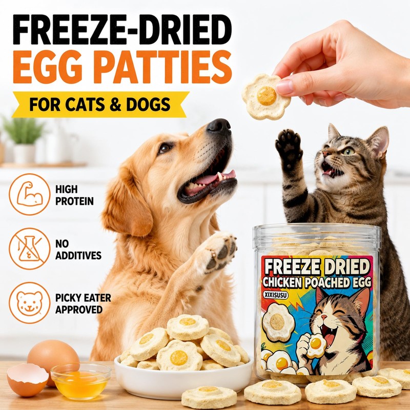 xixisusu Freeze Dried Sunny Side Up Egg Treats for Dogs,
